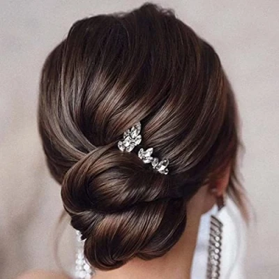 Abbildung von Prosy Braut Hochzeit Haarnadeln Gold Kristall Haarspangen Strass Kopfschmuck für Frauen und Mädchen (5 Stück)
