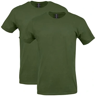 Abbildung von Gildan Herren Softstyle Cotton, Style G64000, 2 Pack T Shirt, Military Green, Groß (2er Pack)