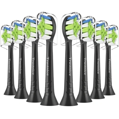 Abbildung von Trustnice Ersatzbürsten Kompatibel mit Philips Sonicare Elektrische Zahnbürste, Zahnbürstenkopf für W2, Diamondclean, HealthyWhite, FlexCare,8 Stück (Schwarz, 8 (1er Pack))