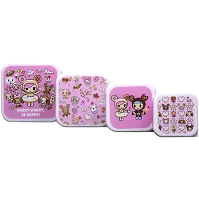 Abbildung von Thumbs Up tokidoki Snackboxen 4er Set, Brotdosenset, Pink, Weiß, Abbildung, Quadratisch, 253 g, 4 Stück(e)