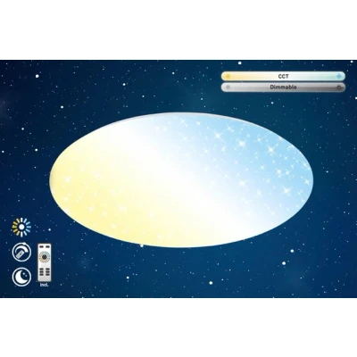 Abbildung von Briloner Leuchten LED Sternenhimmel 3318 016, Dimmfunktion, Farbwechsel, mehrere Helligkeitsstufen, Tageslichtsensor, fest verbaut, Kaltweiß, Neutralweiß, Tageslichtweiß, Warmweiß, CCT Dimmbar, Nachtlichtfunktion, Fernbedienung, weiß
