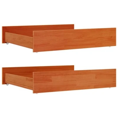 Abbildung von vidaXL Bettschubladen 2 STK., Bettschublade mit Rollen, Schublade für Bett, Bettkasten Bettschubkasten, Wachsbraun Massivholz Kiefer