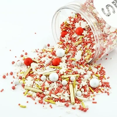 Abbildung von Super Streusel Schneeflöckchen Bunte Weihnachtsstreusel Essbar Zucker Dekoration Streudeko Weihnachten Backen Zuckerdekor für Torten Deko (90g)