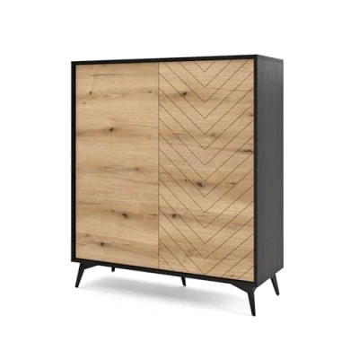 Abbildung von Selsey Boulia Highboard, Holzwerkstoff Metall, Schwarz, 104 cm breit