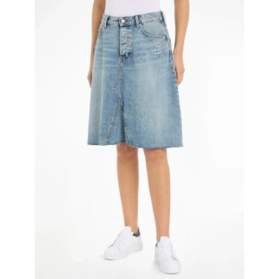 Abbildung von Tommy Hilfiger Relaxed Skirt MIO Jeansrock, Damen, Größe: 36, Blue denim
