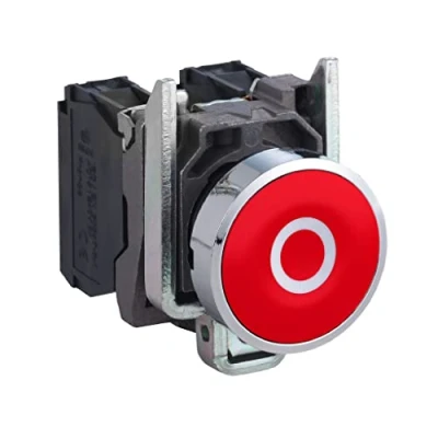 Abbildung von Schneider Electric Harmony XB4 XB4BA4322 Druckschalter, Metall, bündig, 22, Federrücklauf, gekennzeichnet mit „O“, 1 NC, Rot