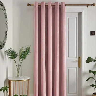 Abbildung von Laurence Llewelyn Bowen Montrose Verdunkelungsvorhang mit Ösen, Samt, 168 x 214 cm, Blush