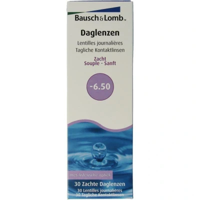 Abbildung von Bausch + Lomb SofLens Daily Disposable Tageslinsen, sphärische Kontaktlinsen, weich, 30 Stück BC 8.6 mm / DIA 14.2 6.50 Dioptrien