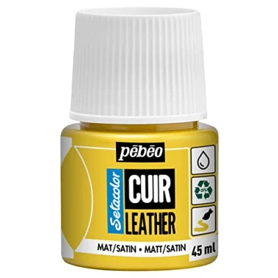Abbildung von Pébéo Setacolor Leder Acrylfarbe für und Kunstleder Personalisierung von Taschen, Schuhen, Sneakern kratz , knick scheuerfest matter/seidenmatter Finish Kräftiges Gelb 45 ml