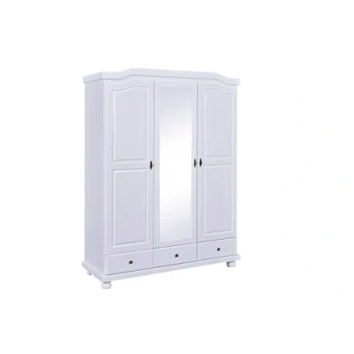 Abbildung von Inter Link Kleiderschrank Kappl Massivholz, 3 Schubladen, Spiegeltür, Türen, weiß lackiert, Landhausstil
