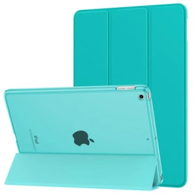 Abbildung von MoKo Hülle Kompatibel für iPad 9.7 2017/2018, 5./6. Generation PU Leder Tasche Schutzhülle Schale Smart Case mit Transluzent Rücken Deckel Auto Schlaf/Wach Stanfunktion, Pfauengrün