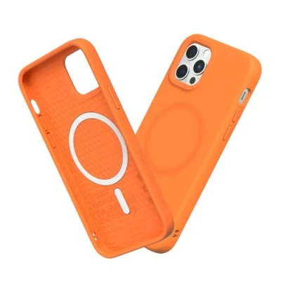 Abbildung von RhinoShield Hülle kompatibel mit [iPhone 12 Pro Max] SolidSuit MagSafe Stoßdämpfende &amp; schlanke Schutzhülle Premium Finish 3.5 Meter Fallschutz Neon Orange