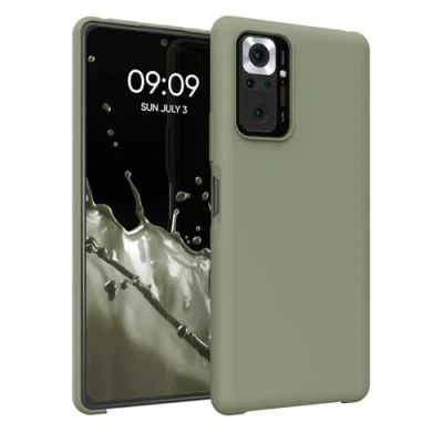 Abbildung von kwmobile Hülle kompatibel mit Xiaomi Redmi Note 10 Pro Silikon Handy Case Handyhülle weiche Oberfläche kabelloses Laden Graugrün