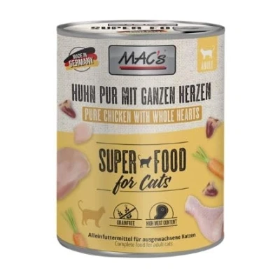 Abbildung von MAC&#039;s Cat Huhn Pur und ganzen Geflügelherzen (getreidefrei) 6 x 800 g