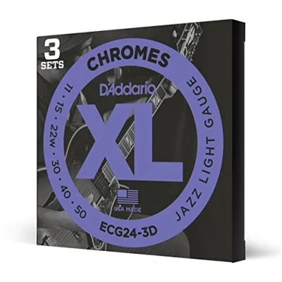 Abbildung von D&#039;Addario Gitarrensaiten E Gitarre Gitarren Saiten ECG24 3D Jazz Light, 11 50 3 Stück
