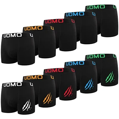 Abbildung von L&amp;K 10er Pack Herren Retroshorts Boxershorts Baumwolle klassischen Unifarben Unterhose Schwarz Grau Weiss 1116 A L