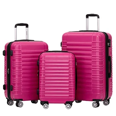 Abbildung von BEIBYE Hartschalen Koffer Trolley Rollkoffer Reisekoffer Zwillingsrollen Kofferset (Peach, Set)