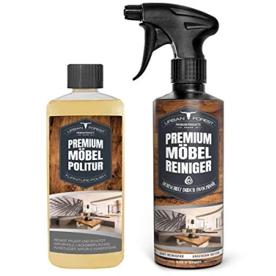 Abbildung von SPARSET Premium Möbelreiniger + Möbelpolitur Holz Öl farblos 2x 500ml Haushaltsreiniger zur Reinigung &amp; Pflege von Möbel Leder Möbelpflege Holzpflege URBAN FOREST