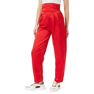 Abbildung von KENDALL &amp; KYLIE Damen K&amp;K W HIGH Rise Satin Loose Pants KKW3712005 Hose, Bloody RED, L