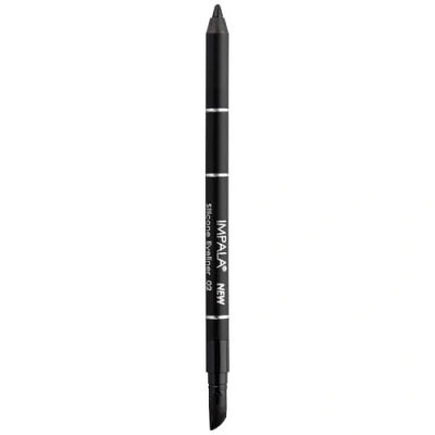 Abbildung von IMPALA Wasserdichter Eyeliner mit Silikon, Dunkelgrauer Glitzerfarbton Nº 02 Präziser Strich oder rauchiger Effekt Leicht aufzutragende cremige Textur Intensive und lang anhaltende