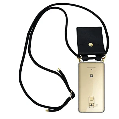 Abbildung von Cadorabo Handykette kompatibel mit Huawei NOVA Plus Schutzhülle TPU Silikon Case Necklace Design Slim Kratzfest Kordel Band Etui Rundumschutz Hülle für in Schwarz