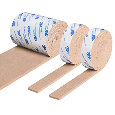 Abbildung von Vicloon Filzgleiter Selbstklebend, 3 Rollen Filz Selbstklebend(120 * 10cm *1er / 120 2cm *2er), Starke Filzstreifen Stühle und Möbelfüße, Schneiden Sie Jede Form, Braune Möbelgleiter