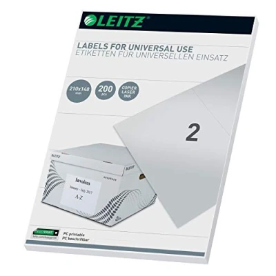 Abbildung von Leitz PC beschriftbare Universal Etiketten 210 x 148 mm, Weiß, 61720001