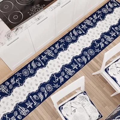 Abbildung von PETTI Artigiani Italiani Teppich für Küche, Läufer rutschfest und waschbar, 52 x 480 cm, Marine Design 02, 100% Made in Italy