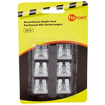 Abbildung von Fixpoint 20385 Kfz Sicherungssortiment, 25 A, Transparent (6 er pack)