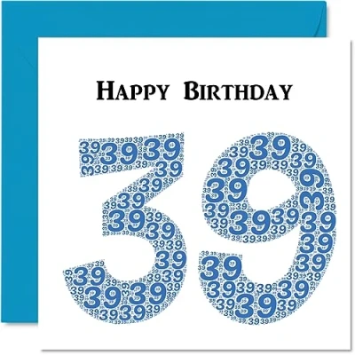Abbildung von Lustige Geburtstagskarte zum 39. Geburtstag für Männer Shapecloud Happy Birthday Karte Vater, Mutter, Sohn, Tochter, Bruder, Schwester, Onkel, Tante, Cousin, 145 mm x Grußkarten,