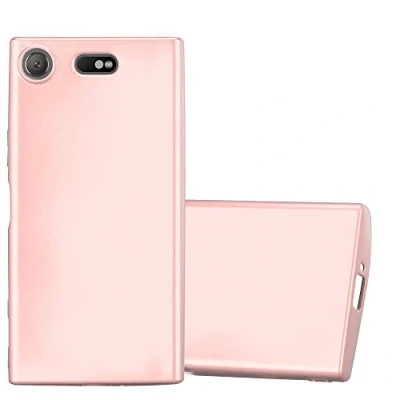 Abbildung von Cadorabo Hülle kompatibel mit Sony Xperia XZ1 COMPACT Schutzhülle TPU Silikon Case Metallic Design Slim Kratzfest Weiche Gummi Rundumschutz für in Rosa