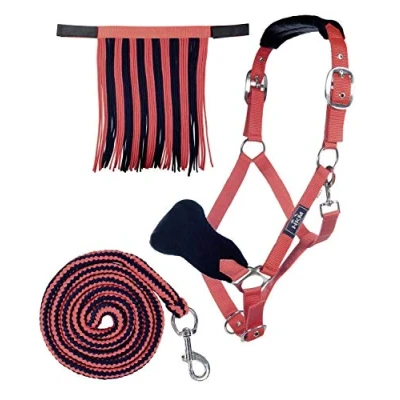 Abbildung von HKM 10733 Halfterset, Halfter Fliegenfransen Strick 180cm Karabiner, Pony VB WB