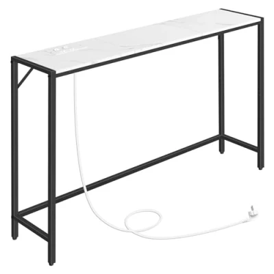 Abbildung von MAHANCRIS Schmal Konsolentisch, Couchtisch, Eingangstisch, Beistelltisch Hinter dem Sofa, Flurtisch, Sofatisch, Einfacher Stil, für Wohnzimmer, Flur, Schlafzimmer, Weiß und Schwarz ACTHM112UE01