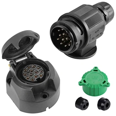 Abbildung von SPARKMOTO Marke Anhänger Stecker 13 Polig und Steckdose Polig,12V Wasserdicht Poliger für KFZ Wohnmobil RV AHK Adapter Steckdose(Klassisch)