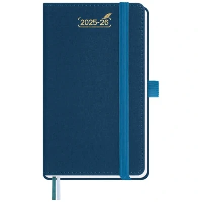 Abbildung von BEZEND 18 Monate Taschenkalender 2025 2026 klein (Juli 25 Dez 26), Kalender 25/26 Wochenplaner A6 1 Woche 2 Seiten mit Spalten, Terminplaner Hardcover, Preußisch Blau