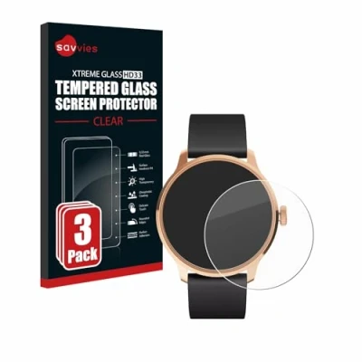 Abbildung von Savvies Panzer Schutz Glas für Withings ScanWatch Light (3 Stück) 9H Hartglas, Anti Fingerprint, Displayschutz