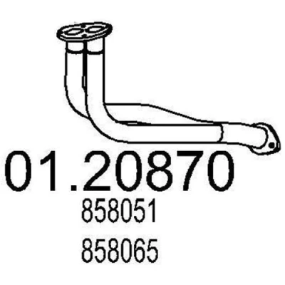 Abbildung von MTS 01.20870 Abgasrohr 550 vorne für Mittelschalldämpfer OPEL: Corsa B Schrägheck, Tigra Coupe, Astra F CC