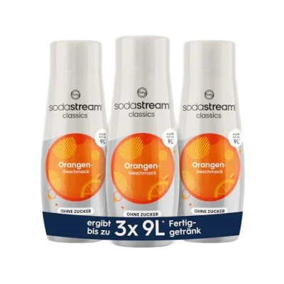 Abbildung von SodaStream Sirup 3x Orange ohne Zucker, 1x Flasche ergibt 9 Liter Fertiggetränk, Sekundenschnell zubereitet und immer frisch, 440 ml