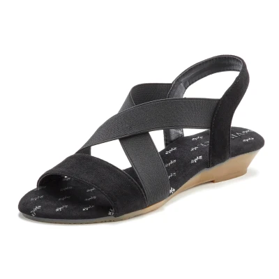 Abbildung von Vivance Sandalette Sandale, Sommerschuh mit elastischen Riemchen und Keilabsatz VEGAN