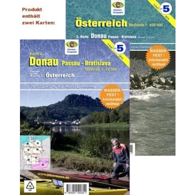 Abbildung von Wassersport Wanderkarte / Kanu und Rudersportgewässer: Österreich: Rudersportgewässer mit Donau von Passau bis Bratislava