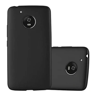 Abbildung von Cadorabo Hülle kompatibel mit Motorola Moto G5 Schutzhülle TPU Silikon Case Metallic Design Slim Kratzfest Weiche Gummi Rundumschutz für in Schwarz