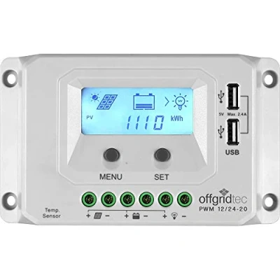 Abbildung von offgridtec Solarladeregler &quot;PWM Pro Laderegler 12V/24V 20A USB Port&quot;, mit Verpolungsschutz, Integrierter Geräte und Batterieschutz