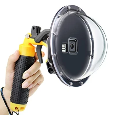 Abbildung von GEPULY Dome Port für GoPro Hero 8 schwarz, Kuppel Objektiv mit wasserdichtem Gehäuse, Auslöser, schwimmender Handgriff 8, Schnorcheln, Tauchen, Unterwasserfotografie