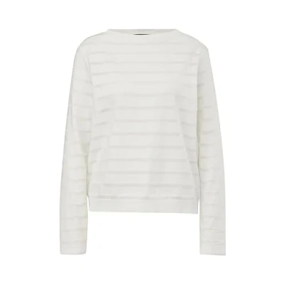 Abbildung von comma Streifen MIT Ubootausschnitt Langarmshirt, Damen, Größe: 42, Weiß