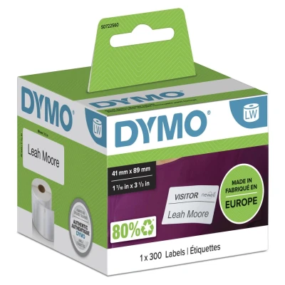 Abbildung von DYMO Original LabelWriter Kleine Namensschilder Etiketten Weiß (41mm x 89mm)