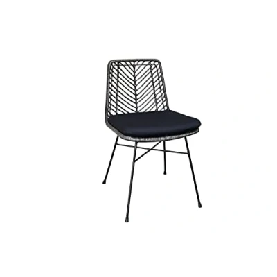 Abbildung von SAM Rattanstuhl Detroit, Farbe Anthrazit, Esszimmerstuhl inklusive Sitzkissen, Korbstuhl mit Metallfüßen, Geflechtstuhl/Eisenstuhl im Retro Design
