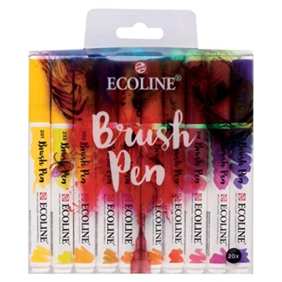 Abbildung von Ecoline Brush Pen Set mit 20 flüssigen Aquarellstiften Grundfarben Mischbare Pinselstifte für Handlettering, Zeichnen und Basteln