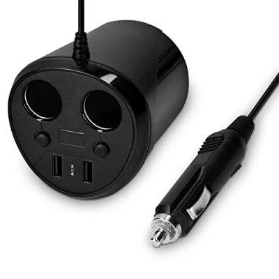 Abbildung von Navaris Luftpumpe Fußluftpumpe für Fahrrad &amp; Autoreifen Doppelzylinder mit 3x Adapter (1 tlg)