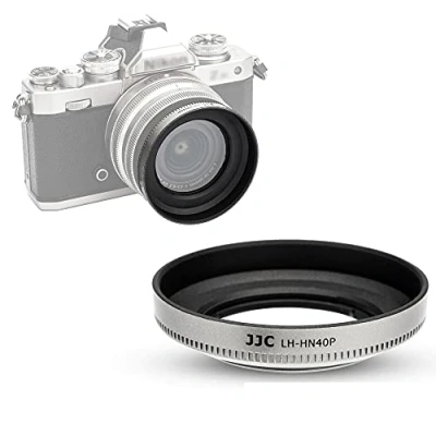 Abbildung von JJC Gegenlichtblende zum Einschrauben, 46 mm, für Nikon NIKKOR Z DX 16 50 mm f/3.5 6.3 VR Objektiv auf Z50, ersetzt HN 40 Gegenlichtblende, silberfarben