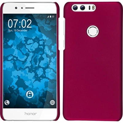 Abbildung von PhoneNatic case kompatibel mit Huawei Honor 8 Hülle pink gummiert Hard + 2 Schutzfolien
